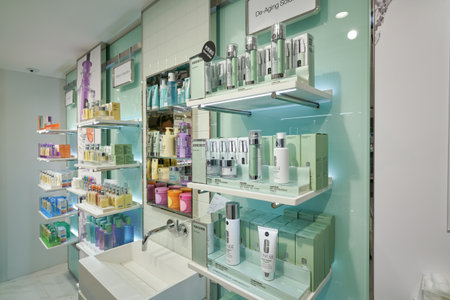 HONG KONG, CHINA - CIRCA JANUARY, 2019: personal care products on display at Clinique store in New Town Plaza shopping mallのeditorial素材
