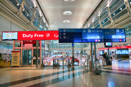 DUBAI, UAE - CIRCA JANUARY 2019: interior shot of Dubai International Airport.のeditorial素材