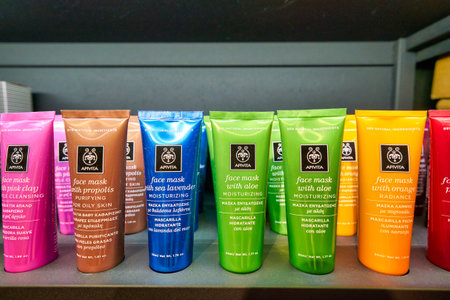 HONG KONG, CHINA - CIRCA JANUARY, 2019: personal care products on display at APIVITA store at New Town Plaza in Hong Kong.のeditorial素材