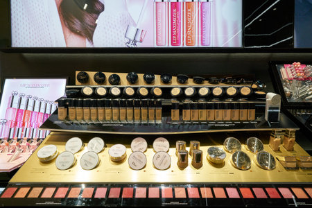 HONG KONG, CHINA - CIRCA JANUARY, 2019: Dior personal care products on display at a store in New Town Plaza shopping mallのeditorial素材