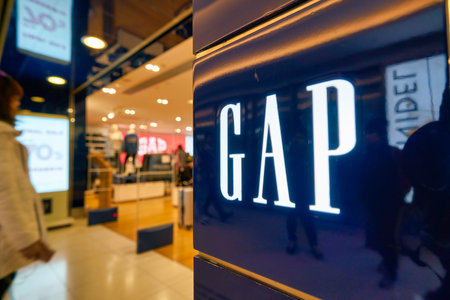HONG KONG, CHINA - JANUARY 23, 2019: close up shot of GAP sign seen in New Town Plaza. New Town Plaza is a shopping mall in the town centre of Sha Tin, Hong Kong.のeditorial素材