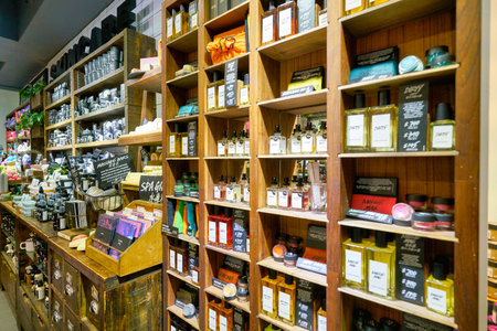 HONG KONG, CHINA - CIRCA JANUARY, 2019: interior shot of Lush store in New Town Plaza shopping mall in Hong Kong.のeditorial素材