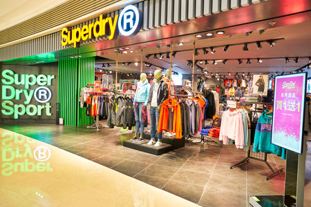 HONG KONG, CHINA - CIRCA JANUARY, 2019: entrance to Superdry store in Elements shopping mall.のeditorial素材