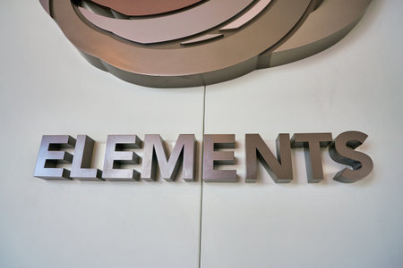 HONG KONG, CHINA - CIRCA JANUARY, 2019: Elements sign seen on a wall of Elements shopping mall in Hong Kong.のeditorial素材