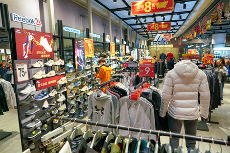 HONG KONG, CHINA - CIRCA JANUARY, 2019: interior shot of GigaSports store in Elements shopping mall.