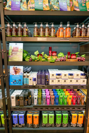 HONG KONG, CHINA - CIRCA JANUARY, 2019: personal care products on display at APIVITA store at New Town Plaza in Hong Kong.のeditorial素材