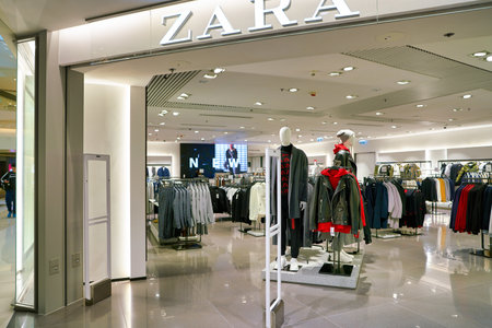 HONG KONG, CHINA - CIRCA JANUARY, 2019: entrance to Zara store in Elements shopping mall.のeditorial素材