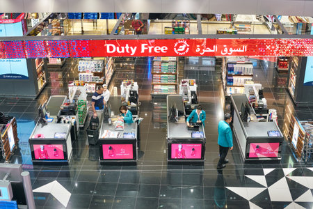 DUBAI, UAE - CIRCA JANUARY 2019: interior shot of Dubai International Airport.のeditorial素材