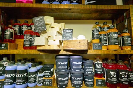 HONG KONG, CHINA - CIRCA JANUARY, 2019: cosmetics on display at Lush store in New Town Plaza shopping mall in Hong Kong.のeditorial素材