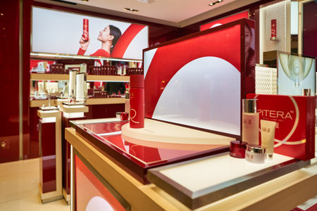 HONG KONG, CHINA - CIRCA JANUARY, 2019: cosmetic products on display at SK-II store in Elements shopping mall.のeditorial素材