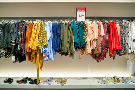 HONG KONG, CHINA - CIRCA JANUARY, 2019: interior shot of Zara store in Elements shopping mallのeditorial素材