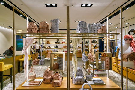 HONG KONG, CHINA - CIRCA JANUARY, 2019: interior shot of MCM store in New Town Plaza shopping mall...