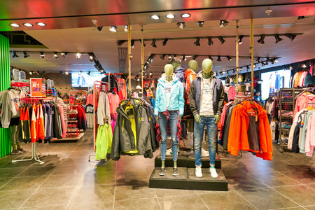HONG KONG, CHINA - CIRCA JANUARY, 2019: clothes on display at Superdry store in Elements shopping...