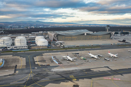 FRANKFURT AM MAIN, GERMANY - CIRCA JANUARY, 2020: view of Frankfurt am Main Airport.のeditorial素材