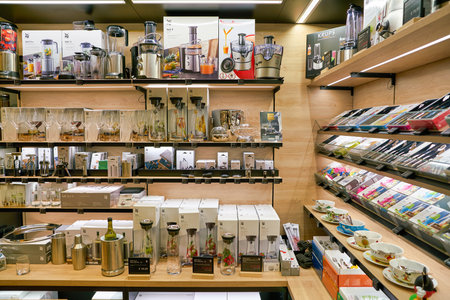 BERLIN, GERMANY - CIRCA SEPTEMBER, 2019: interior shot of WMF store in Mall of Berlin. WMF Group is...