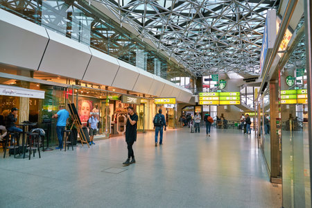 BERLIN, GERMANY - CIRCA SEPTEMBER, 2019: interior shot of Berlin Tegel "Otto Lilienthal" Airport, the main international airport of Berlin.のeditorial素材
