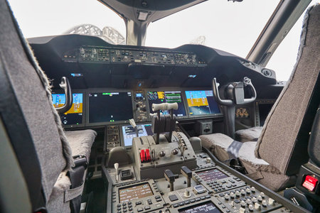BANGKOK, THAILAND - CIRCA JANUARY, 2020: interior shot of Etihad Airways Boeing 787 Dreamliner...