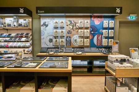 BERLIN, GERMANY - CIRCA SEPTEMBER, 2019: interior shot of WMF store in Mall of Berlin. WMF Group is...