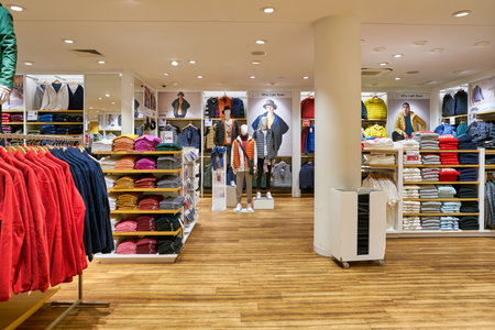 BERLIN, GERMANY - CIRCA SEPTEMBER, 2019: interior shot of Uniqlo store in Berlin.