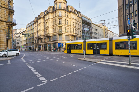 BERLIN, GERMANY - CIRCA SEPTEMBER, 2019: Bombardier Flexity Berlin seen in the evening. It is a tram...
