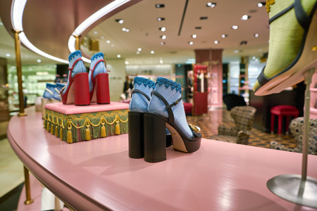 BERLIN, GERMANY - CIRCA SEPTEMBER, 2019: shoes on display at the Kaufhaus des Westens (KaDeWe)...