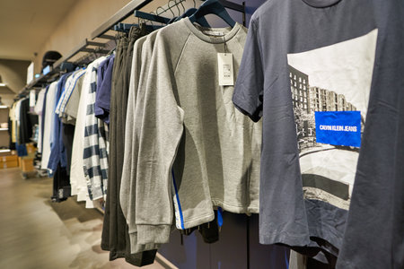BERLIN, GERMANY - CIRCA SEPTEMBER, 2019: interior shot of Calvin Klein Jeans store in Berlin.