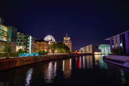 BERLIN, GERMANY - CIRCA SEPTEMBER, 2019: street level view of Berlin at night.のeditorial素材