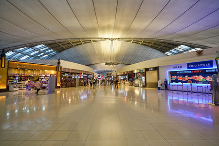 BANGKOK, THAILAND - CIRCA JANUARY, 2020: interior shot of Suvarnabhumi Airport.のeditorial素材