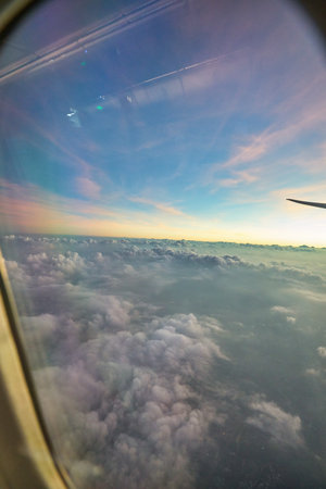 Aerial view from modern aircraft.のeditorial素材