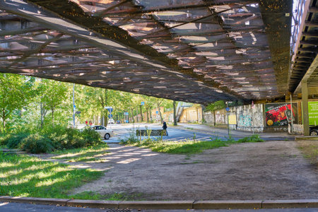 BERLIN, GERMANY - CIRCA SEPTEMBER, 2019: street level view of a road in Berlin in the daytime.のeditorial素材