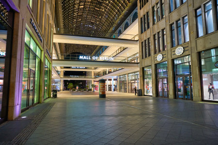 BERLIN, GERMANY - CIRCA SEPTEMBER, 2019: Mall of Berlin at nighttime.のeditorial素材