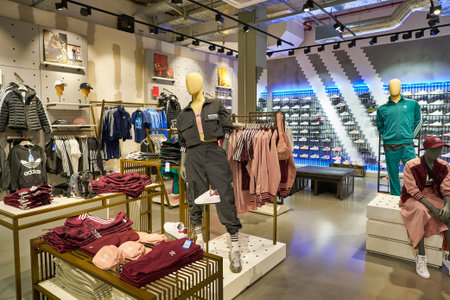 BERLIN, GERMANY - CIRCA SEPTEMBER, 2019: interior shot of Adidas store in Mall of Berlin.