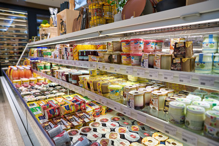 BERLIN, GERMANY - CIRCA SEPTEMBER, 2019: food on display at the Kaufhaus des Westens (KaDeWe) department store in Berlin.のeditorial素材