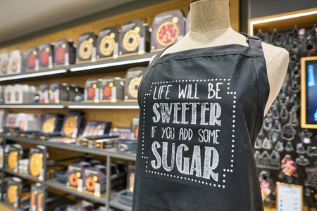 BERLIN, GERMANY - CIRCA SEPTEMBER, 2019: close up shot of apron seen at the Kaufhaus des Westens (KaDeWe) department store in Berlin.のeditorial素材