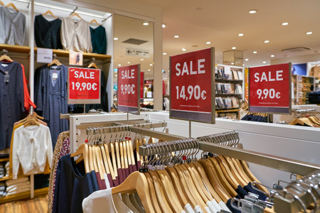 BERLIN, GERMANY - CIRCA SEPTEMBER, 2019: interior shot of Uniqlo store in Berlin.