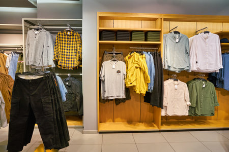 BERLIN, GERMANY - CIRCA SEPTEMBER, 2019: interior shot of H&M store in Berlin.のeditorial素材