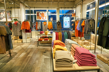 BERLIN, GERMANY - CIRCA SEPTEMBER, 2019: interior shot of United Colors of Benetton store in Berlin.のeditorial素材