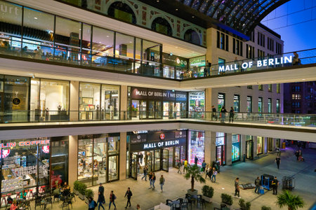 BERLIN, GERMANY - CIRCA SEPTEMBER, 2019: Mall of Berlin at nighttime.のeditorial素材