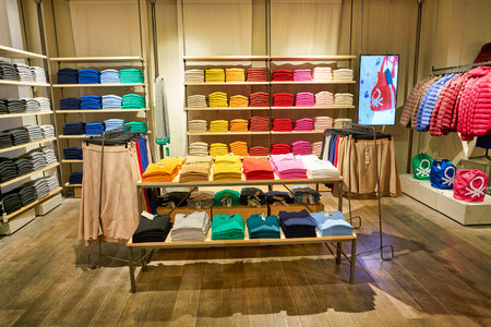 BERLIN, GERMANY - CIRCA SEPTEMBER, 2019: interior shot of United Colors of Benetton store in Berlin.のeditorial素材
