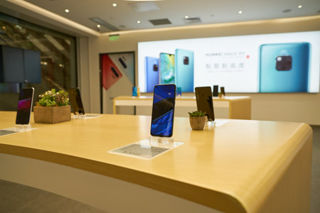 SHENZHEN, CHINA - CIRCA APRIL, 2019: Huawei products on display as seen in China International...