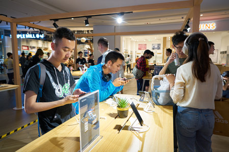 SHENZHEN, CHINA - CIRCA APRIL, 2019: atmosphere at Sony Expo 2019 in Shenzhen, China.
