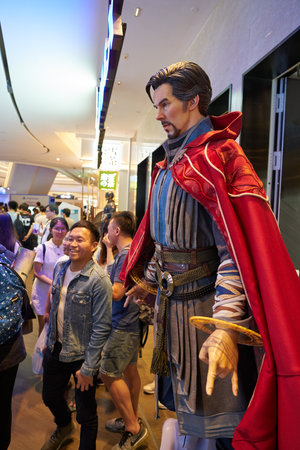 SHENZHEN, CHINA - CIRCA APRIL, 2019: Doctor Stephen Strange life size statue on display at UpperHills in Shenzhen.のeditorial素材