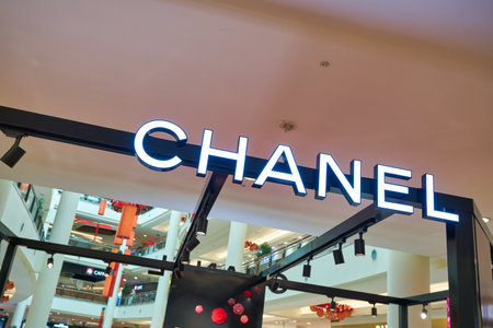 KUALA LUMPUR, MALAYSIA - CIRCA JANUARY, 2020: close up shot of Chanel sign in Suria KLCC shopping mall in Kuala Lumpur.のeditorial素材