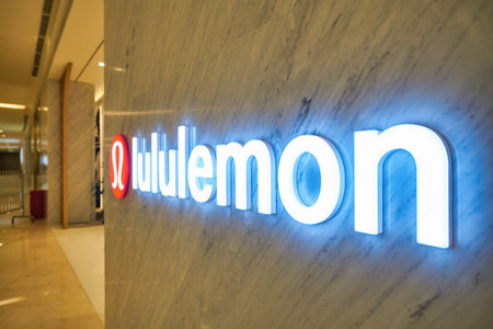 KUALA LUMPUR, MALAYSIA - CIRCA JANUARY, 2020: close up shot of Lululemon sign as seen at Suria KLCC...