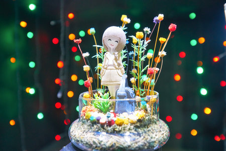 KUALA LUMPUR, MALAYSIA - CIRCA JANUARY, 2020: close up shot of a figure at experience bokeh stand at Sony store in Suria KLCC shopping mall in Kuala Lumpur.のeditorial素材