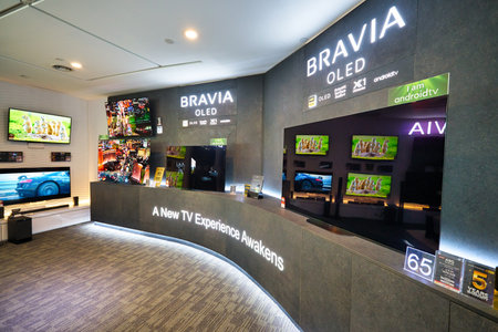 KUALA LUMPUR, MALAYSIA - CIRCA JANUARY, 2020: interior shot of Sony store in Suria KLCC shopping mall in Kuala Lumpur.のeditorial素材