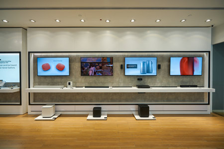 KUALA LUMPUR, MALAYSIA - CIRCA JANUARY, 2020: interior shot of Bose store at Suria KLCC shopping mall in Kuala Lumpur.のeditorial素材