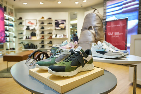 KUALA LUMPUR, MALAYSIA - CIRCA JANUARY, 2020: interior shot of ECCO store in Suria KLCC shopping mall in Kuala Lumpur.のeditorial素材