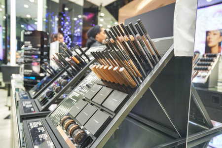 KUALA LUMPUR, MALAYSIA - CIRCA JANUARY, 2020: MAC personal care products on display at Suria KLCC shopping mall in Kuala Lumpur.のeditorial素材