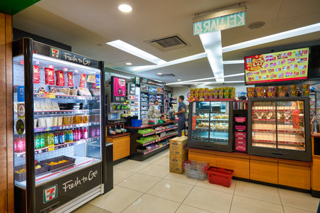 KUALA LUMPUR, MALAYSIA - CIRCA JANUARY, 2020: interior shot of 7-Eleven store in Kuala Lumpur.のeditorial素材